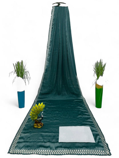 Sea green stylish fancy party wear saree