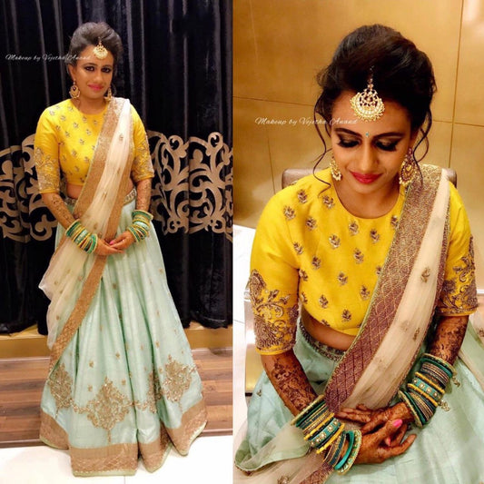 sea green tapeta silk designer embroidered ceremonial lehenga choli