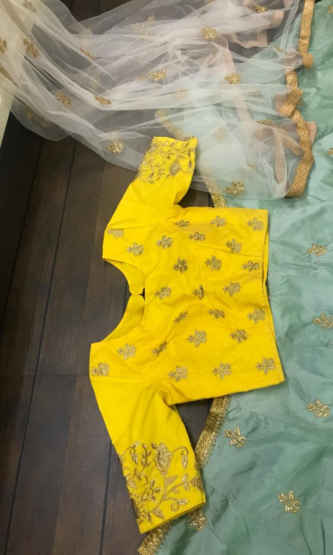 sea green tapeta silk designer embroidered ceremonial lehenga choli