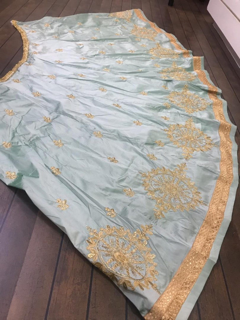 sea green tapeta silk designer embroidered ceremonial lehenga choli