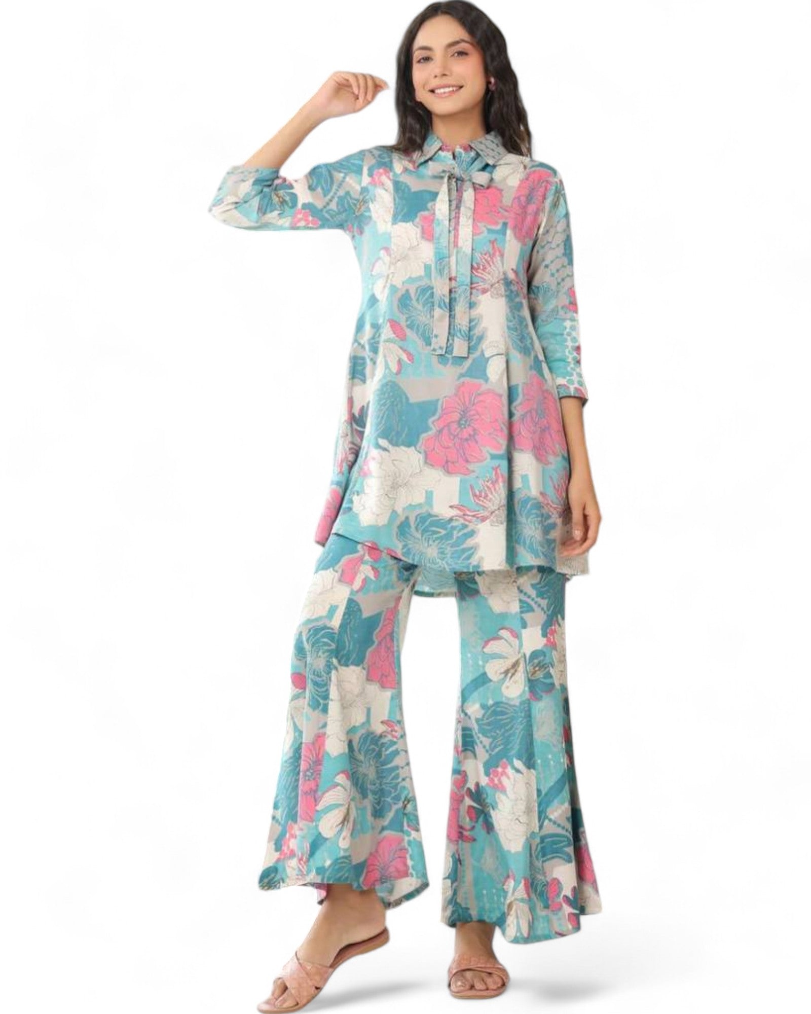Stylish muslin floral printed co ord set
