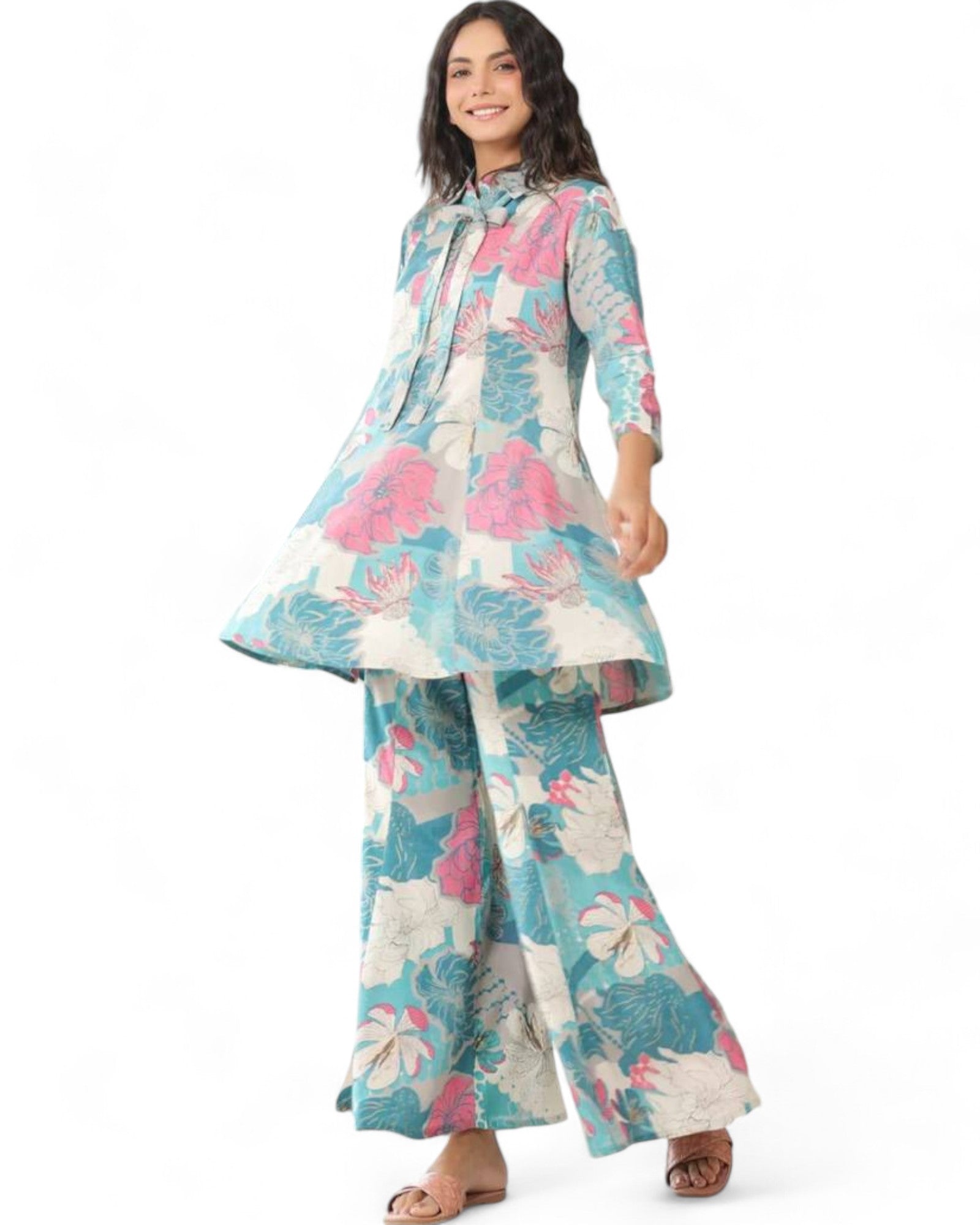 Stylish muslin floral printed co ord set
