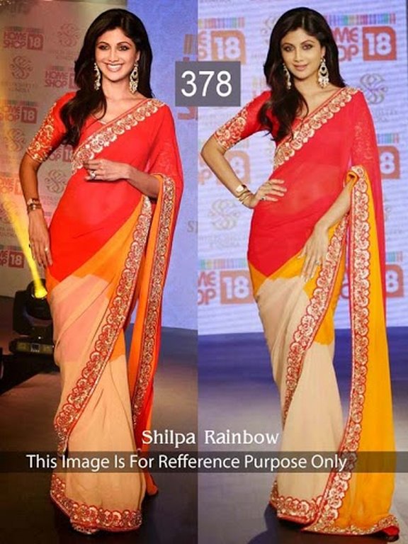 shilpa rainbow saree
