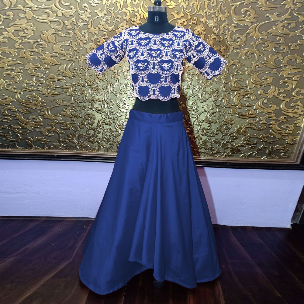 shradhdha kapoor blue tapeta silk bollywood style partywear lehenga