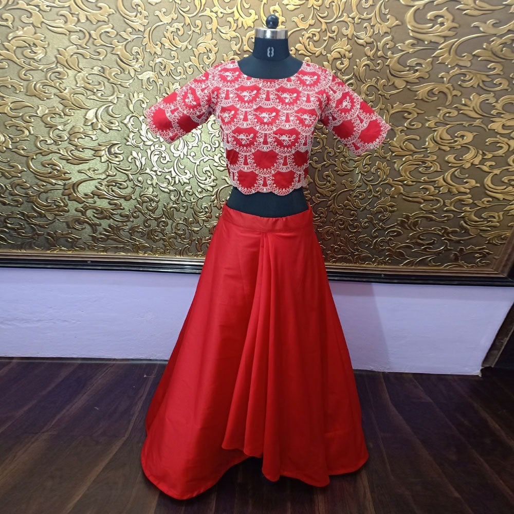shradhdha kapoor red tapeta silk bollywood style partywear lehenga