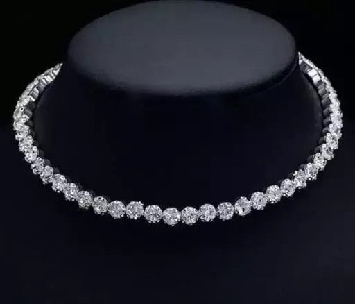 Silver alloy american diamond necklace