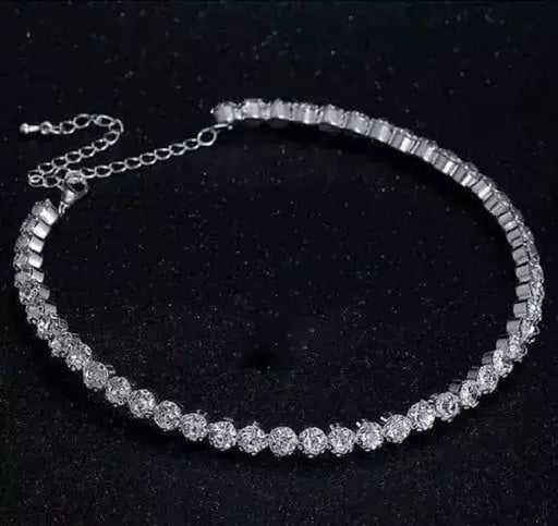 Silver alloy american diamond necklace