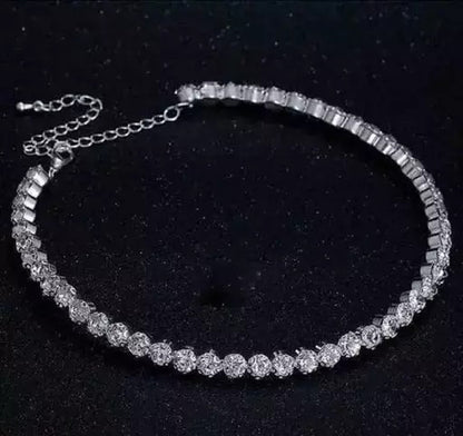Silver alloy american diamond necklace