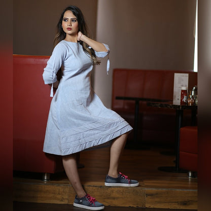 sky blue and pink khadi cotton kurti