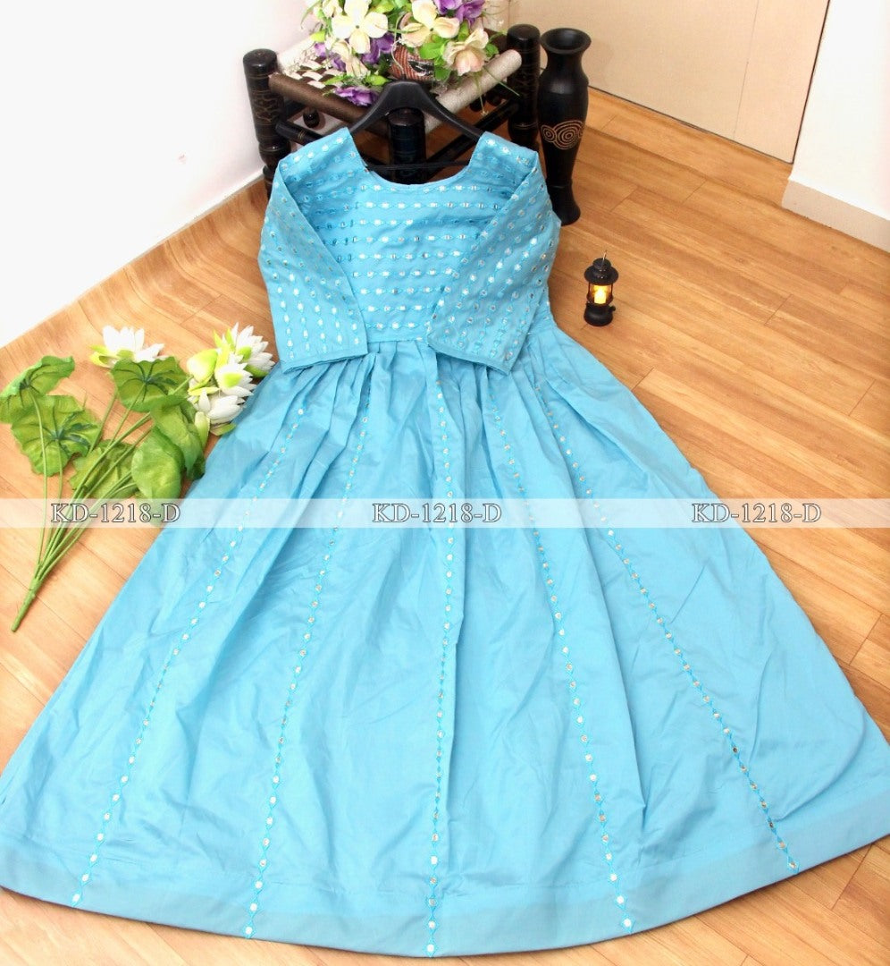 Sky blue banglory satin partywear gown
