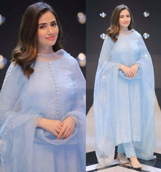 Sky blue cotton suit