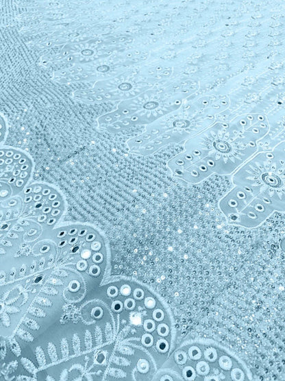 Sky blue geogette heavy embroidered wedding lehenga choli