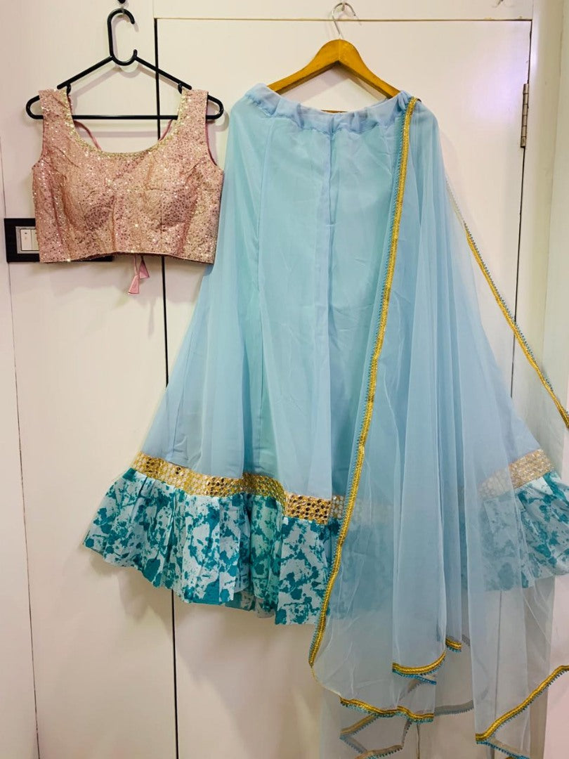 Sky blue georgette beautiful lehenga choli