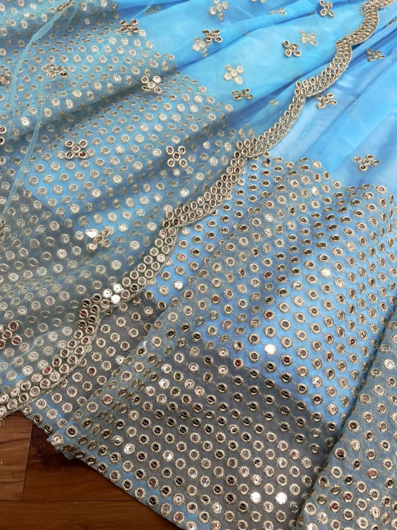 Sky blue georgette heavy embroidered lehenga choli for wedding