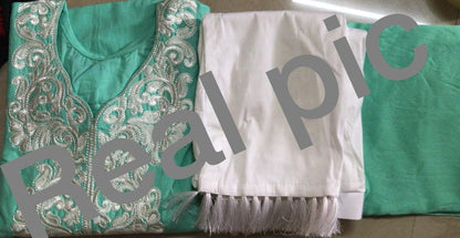 Sky blue georgette thread embroidered plazzo suit