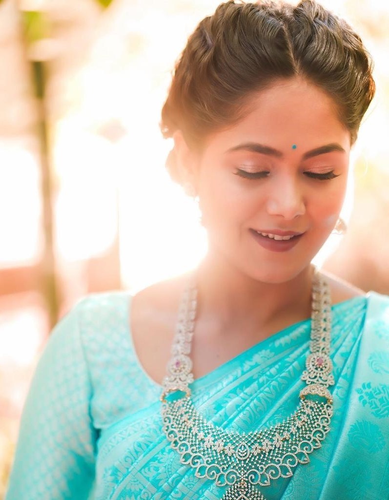 Sky blue kanchipuram silk jacquard weaving work wedding work saree