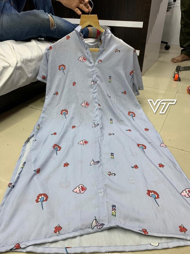 sky blue muslin silk bollywood printed kurti