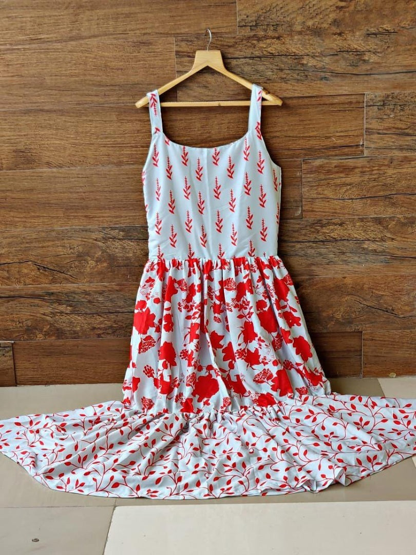 Sky blue printed long kurti