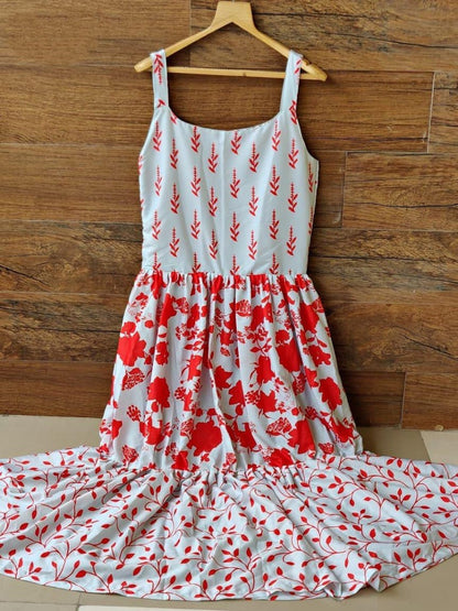 Sky blue printed long kurti