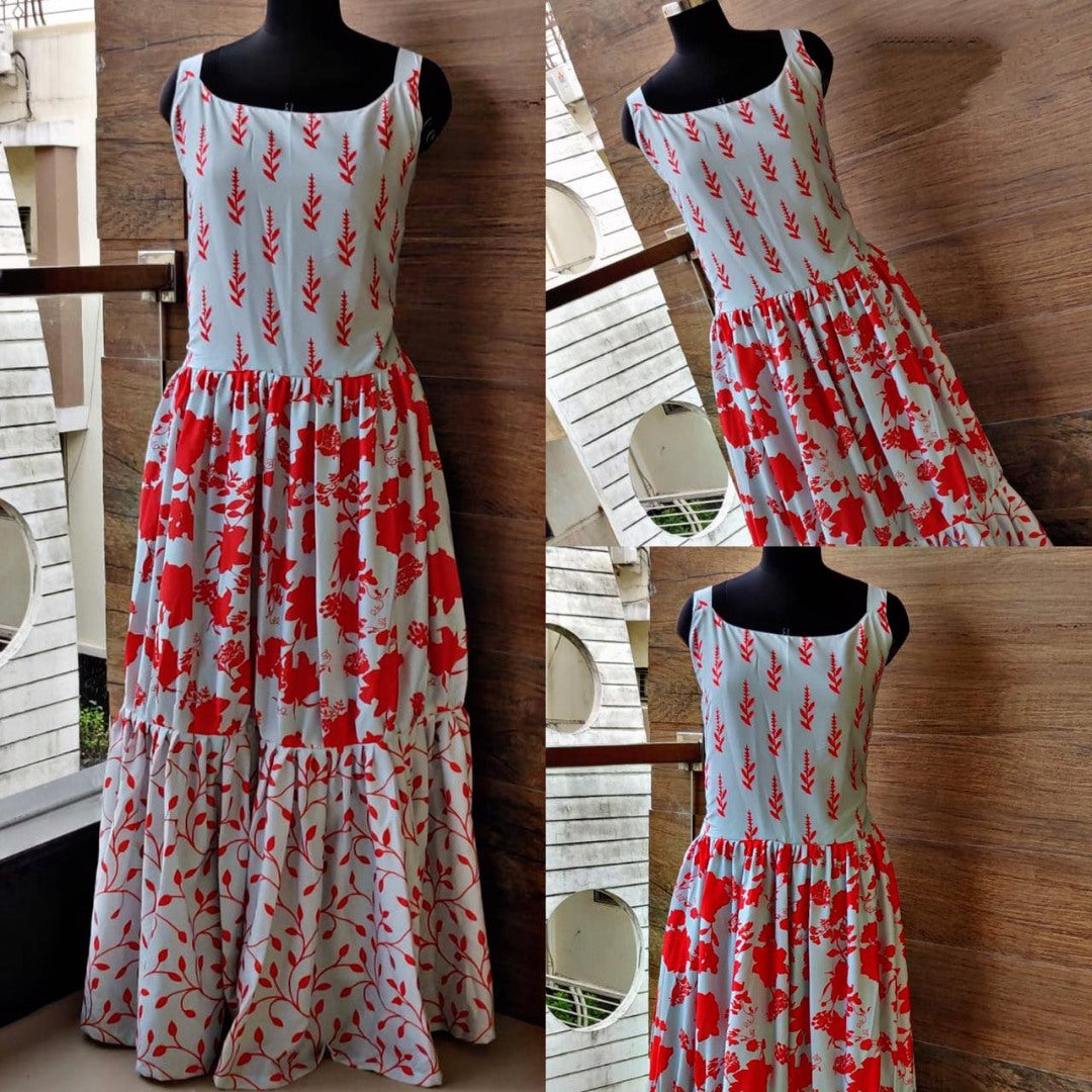 Sky blue printed long kurti