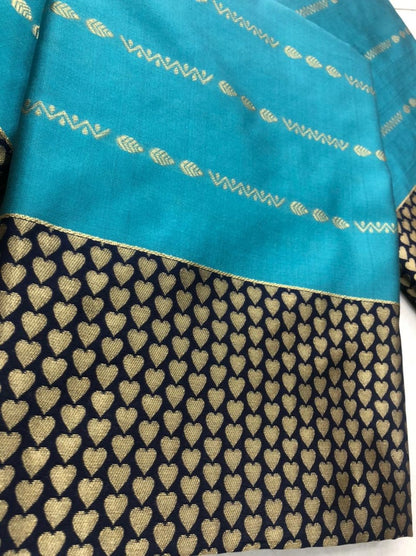 Sky blue soft lichi silk ceremonial saree