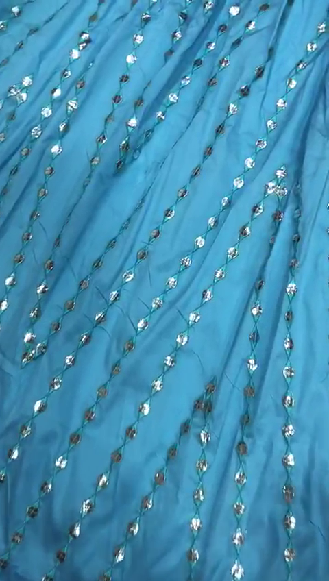 Sky blue tapeta silk paper mirror work gown