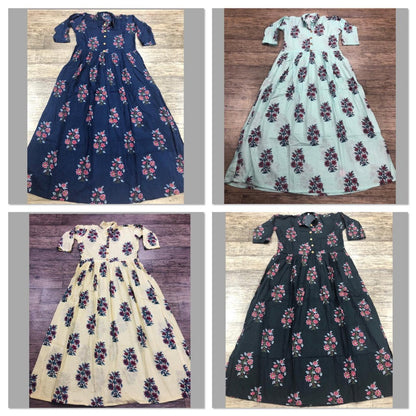 Sky heavy camric cotton printed casual plazzo kurti