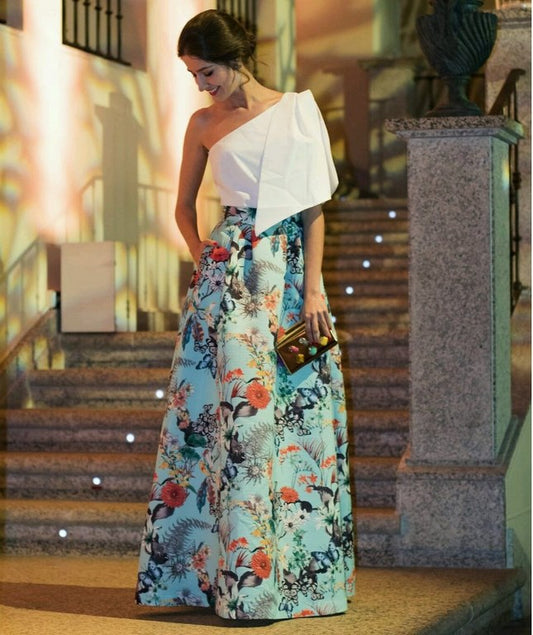 Sky satin banglori silk printed partywear croptop lehenga