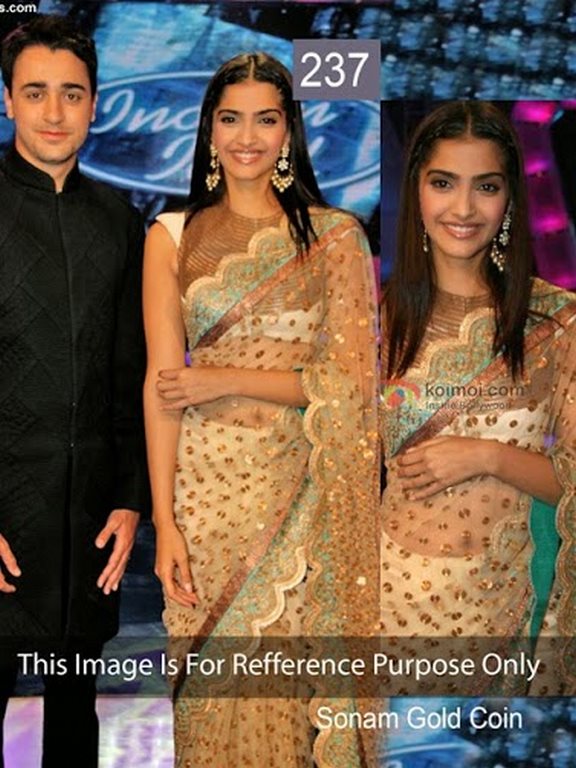 sonam kapoorbeauty queen golden coin saree
