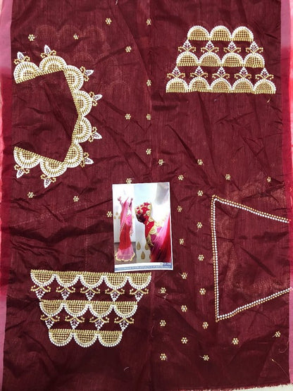 sprey mono net embroidered wedding saree