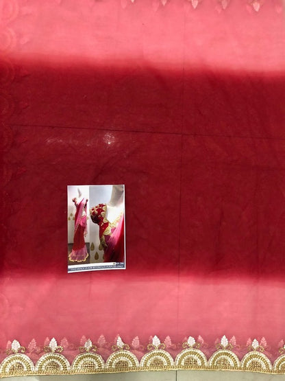 sprey mono net embroidered wedding saree