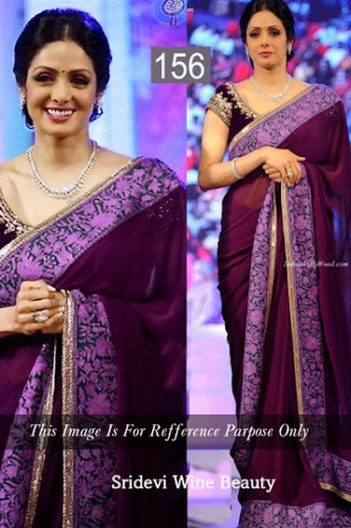 Sridevi Wine Beauty Bollywood Replica Saree
