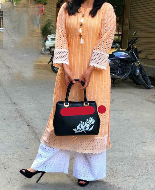 Style studio pure chikenkari cotton plazzo kurti