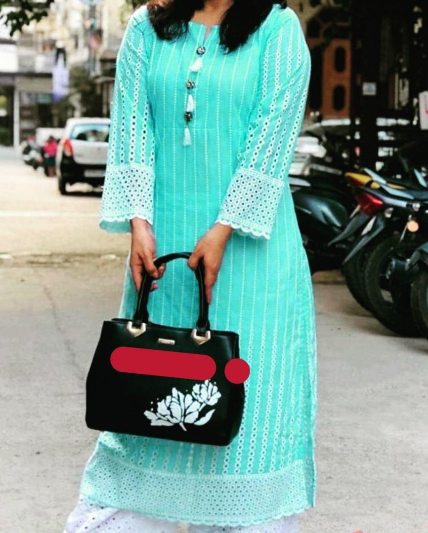 Style studio pure chikenkari cotton plazzo kurti