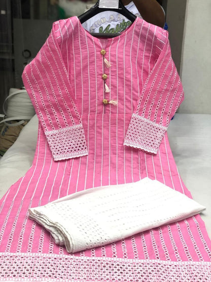 Style studio pure chikenkari cotton plazzo kurti