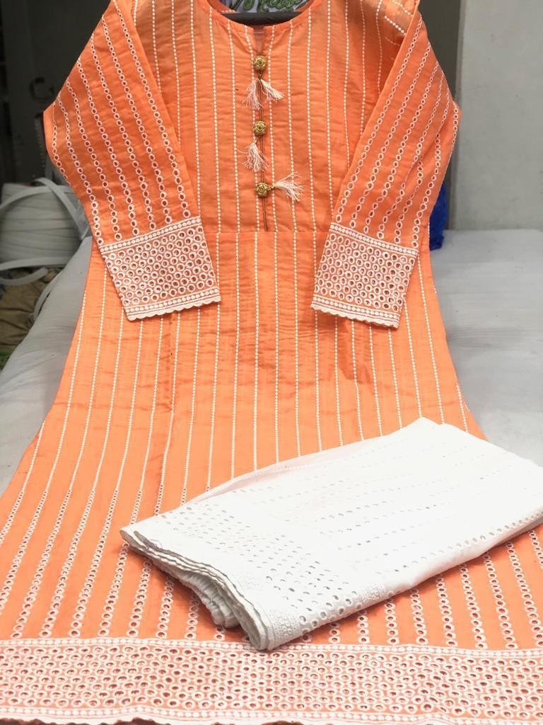 Style studio pure chikenkari cotton plazzo kurti