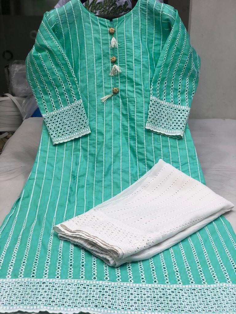 Style studio pure chikenkari cotton plazzo kurti