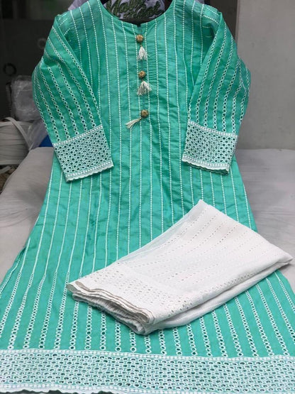 Style studio pure chikenkari cotton plazzo kurti