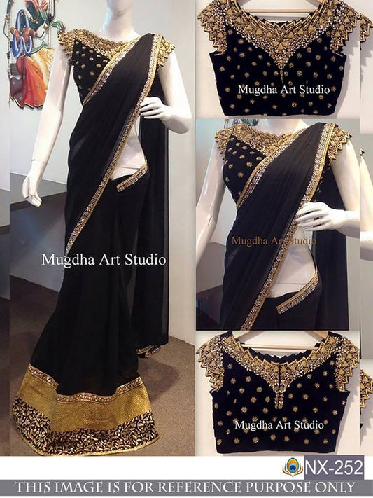 Stylist Black embroidered Ceremonial Saree