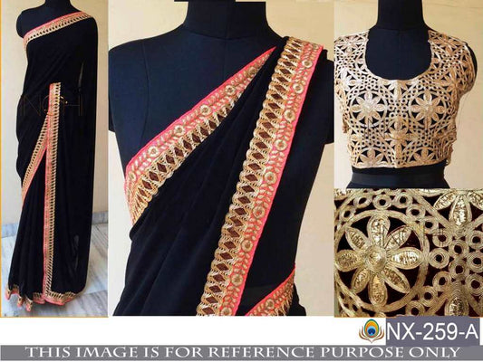 Stylist Black embroidered Party wear Saree