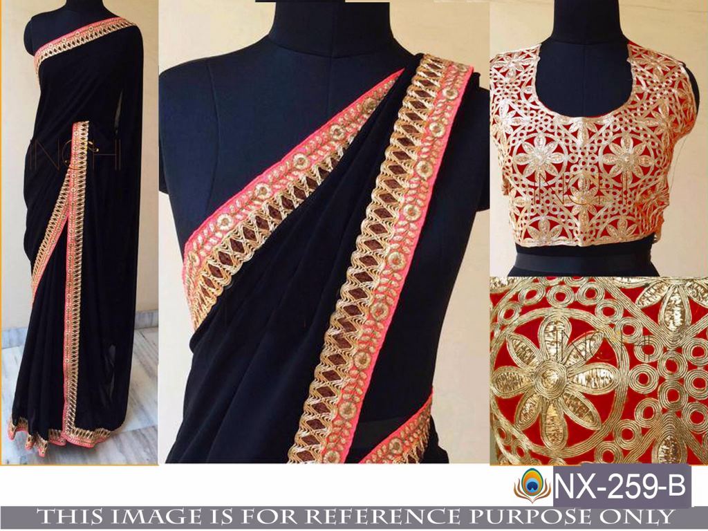 Stylist Black embroidered Party wear Saree