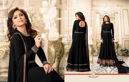 Stylist black embroidered wedding anarkali suit