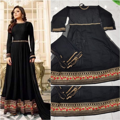 Stylist black embroidered wedding anarkali suit