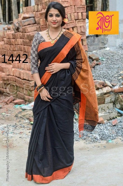 Stylist Black Plain Festival Saree