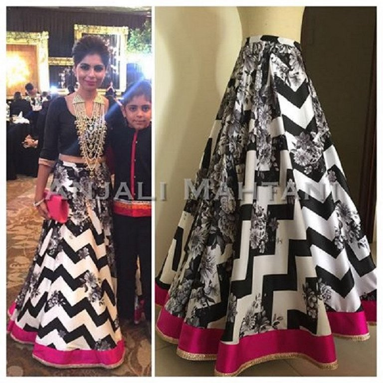 Stylist Black Printed Ceremonial Lehenga