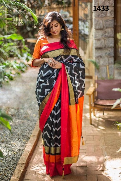 Stylist Black Printed Ceremonial Saree