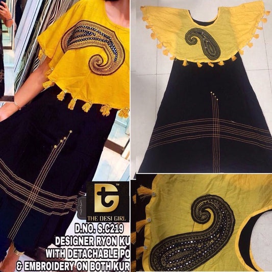 stylist Black with Yellow Festival Kurti