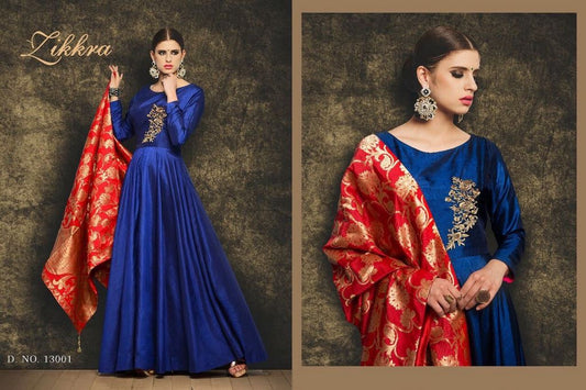 Stylist Blue embroidered Ceremonial Gown