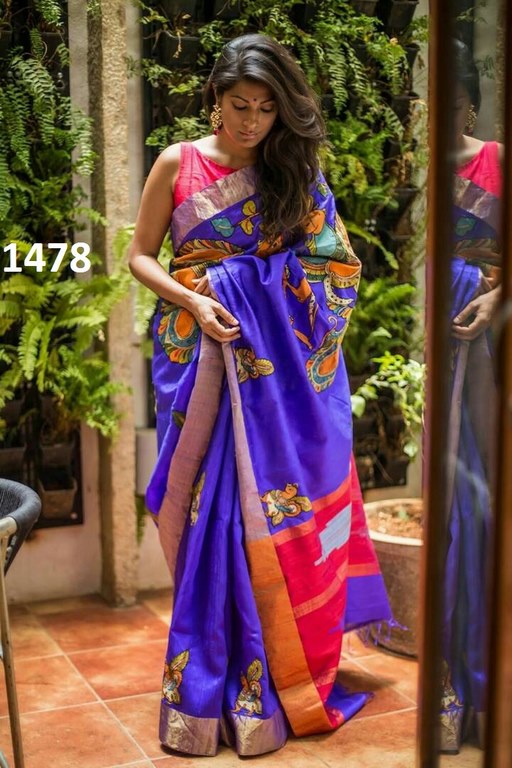 Stylist Blue Printed Ceremonial Saree