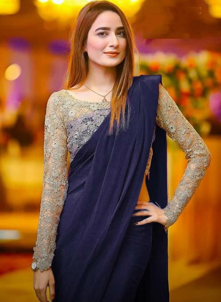 stylist chanderi cotton plain partywear saree with cipli work blouse